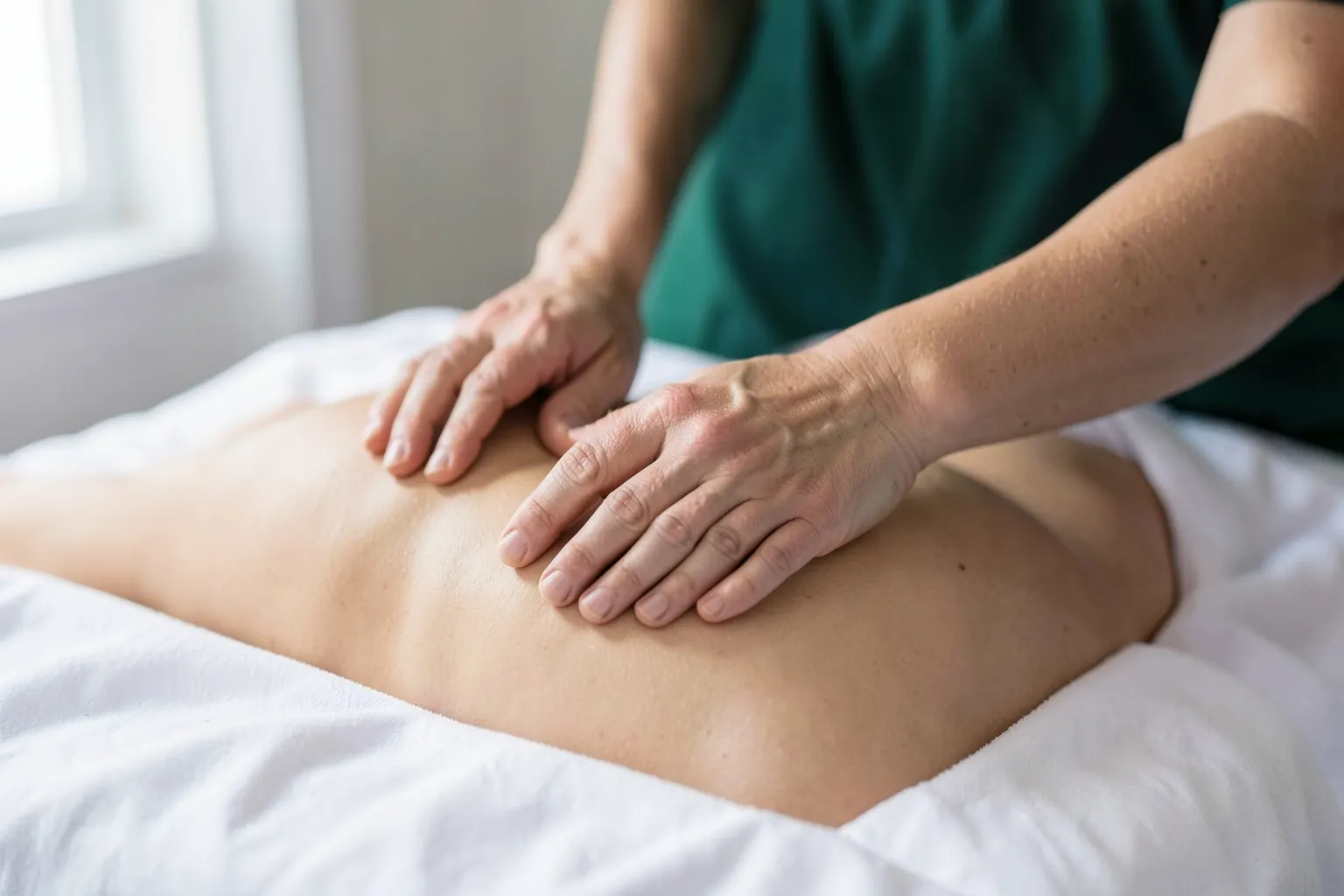 Mulher recebendo massagem terapêutica nas costas